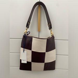 Clare V plum fold over clutch with shoulder strap